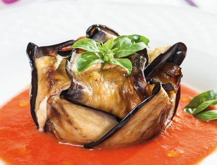 timballo di melanzane con vellutata b0115