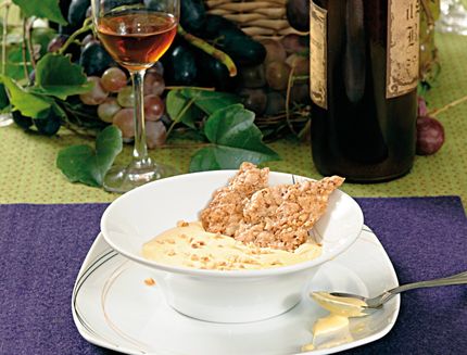 Tegoline alle mandorle e zabaione al vino passito