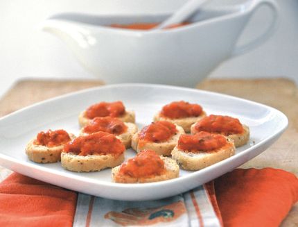crema di peperoni fatta con il bimby sulle bruschette