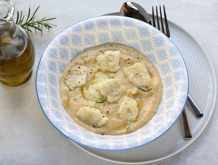 Merluzzo con crema di ceci