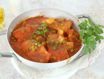 Merluzzo in umido con piselli e patate