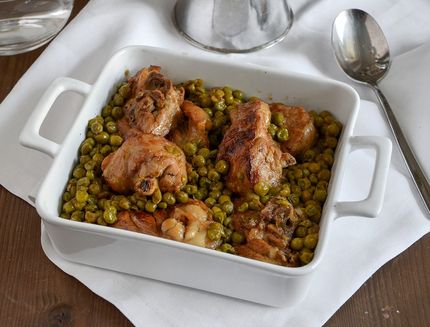agnello con piselli