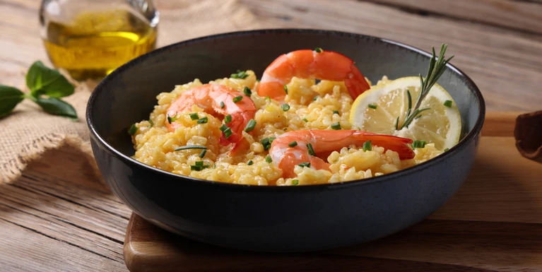 Risotto al limone e gamberi