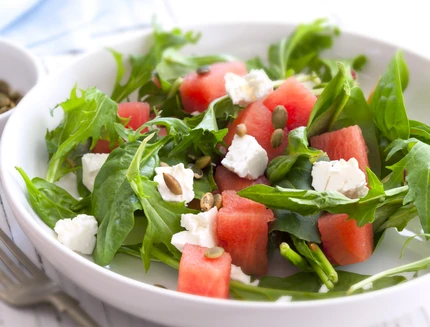 Insalata cocomero e feta condimenti per le insalate