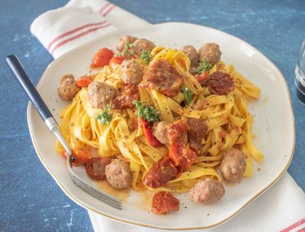 agrodolce tagliatelle polpette di salsiccia-6