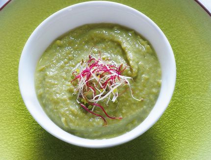 Peas cream with mixed sprouts, Italy, Europe
