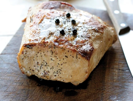 Roast loin of pork with juniper and poppy seeds, Italy