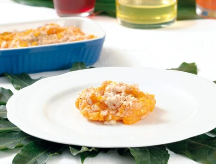Vellutata di zucca all’arancia con orzo gratinato