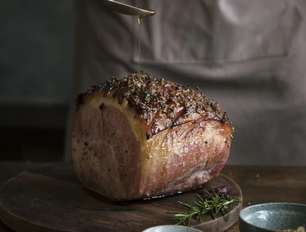 Baked ham food photography recipe idea