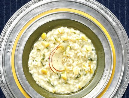 Taleggio cheese and pears risotto, Lombardy, Italy, Europe
