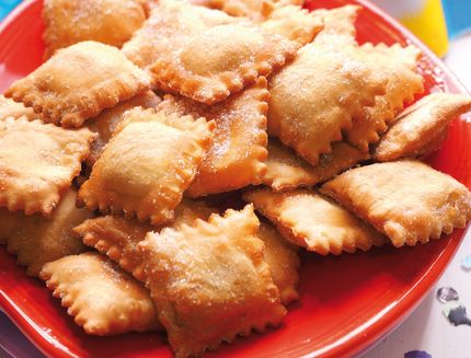 Tortelli, typical deep fried Carnival pastries, Italy
