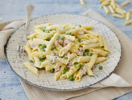 Garganelli prosciutto piselli